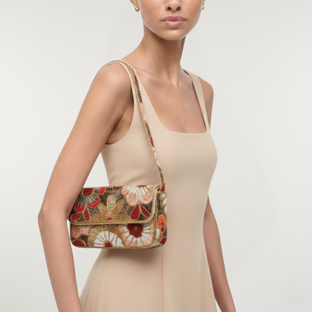 Beaded Bag collection floral shoulder bag
