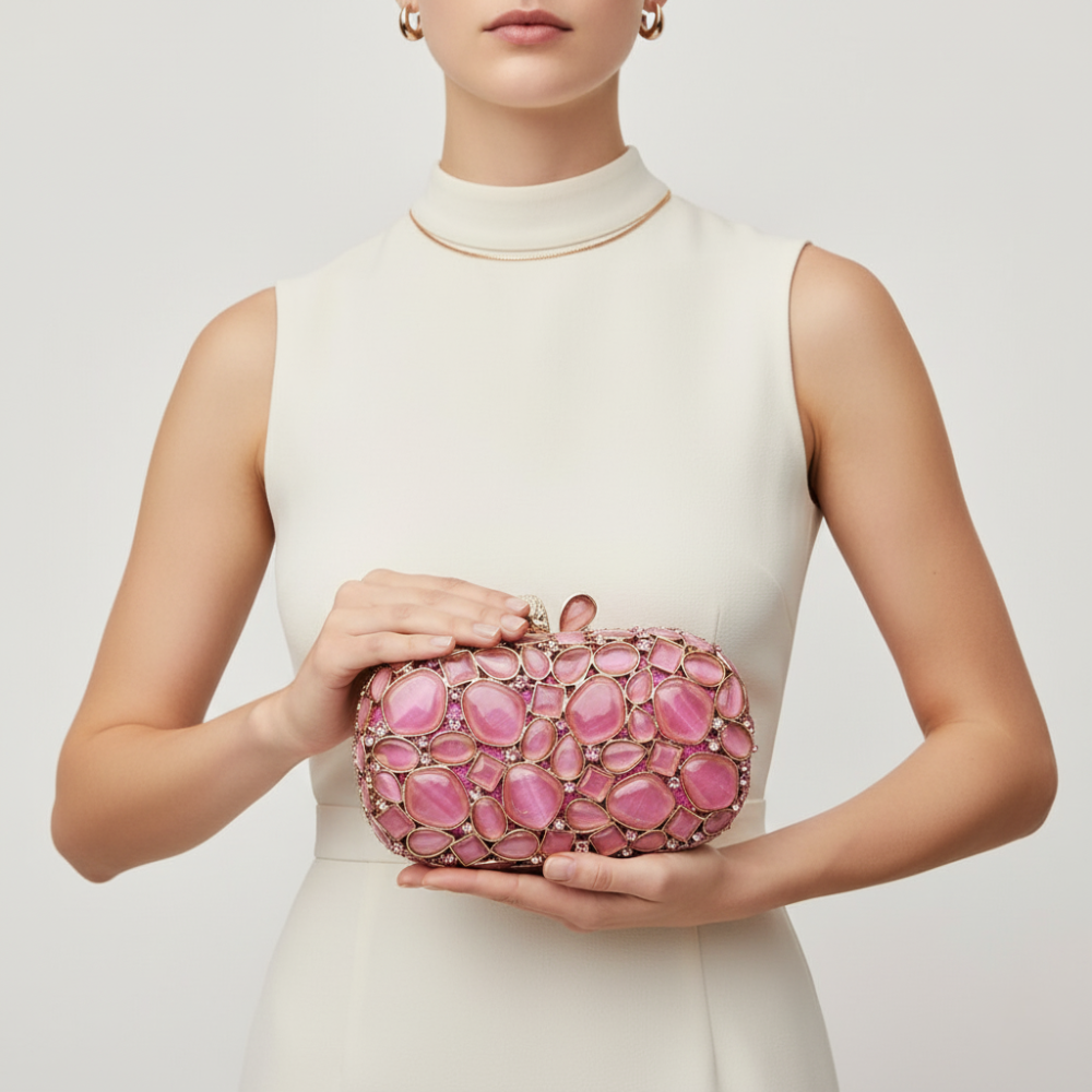 Beaded Clutch collection pink evening clutch