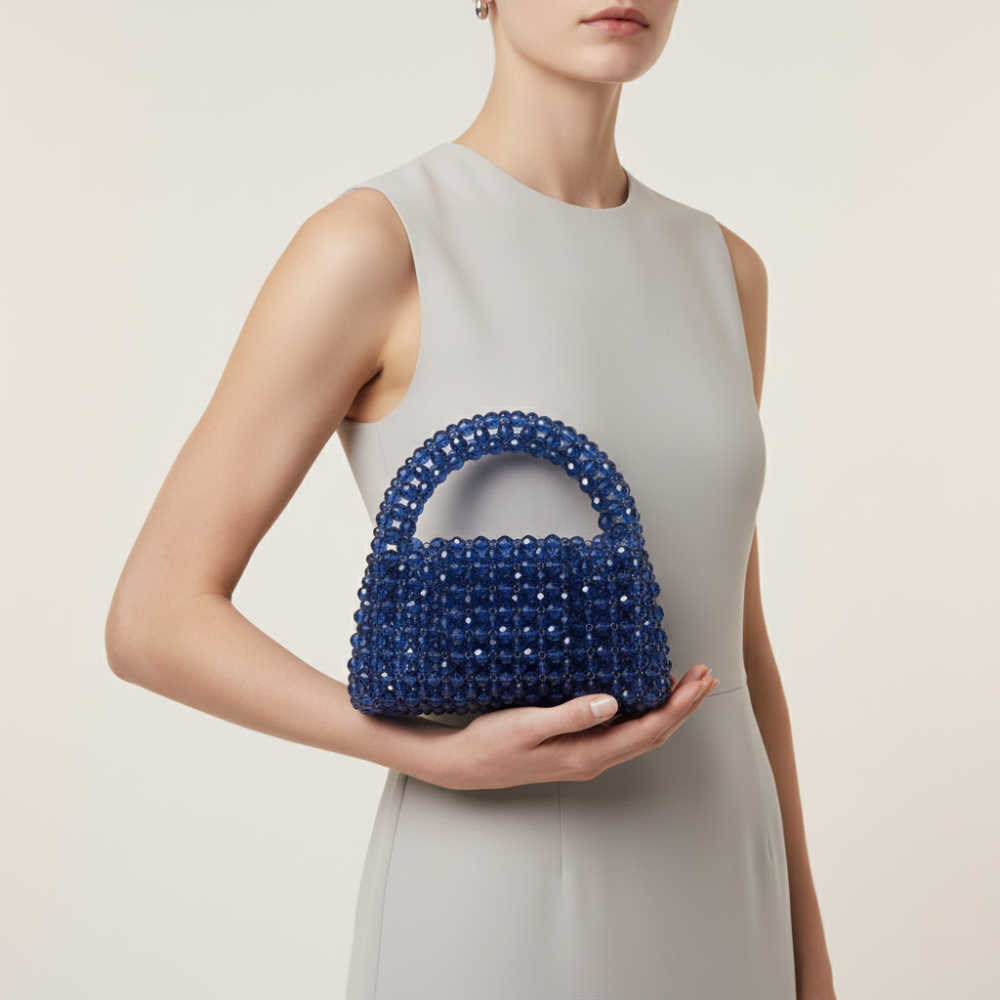 Blue Beaded Bag collection mini top-handle