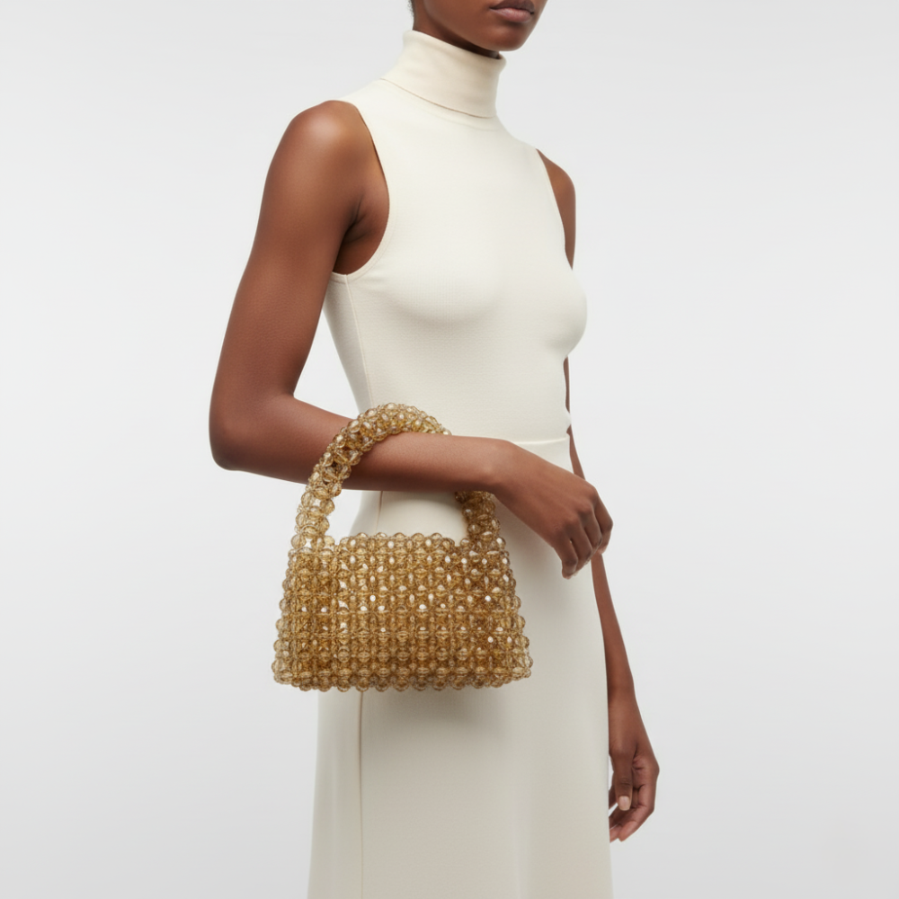 Gold Beaded Bag collection mini top-handle bag