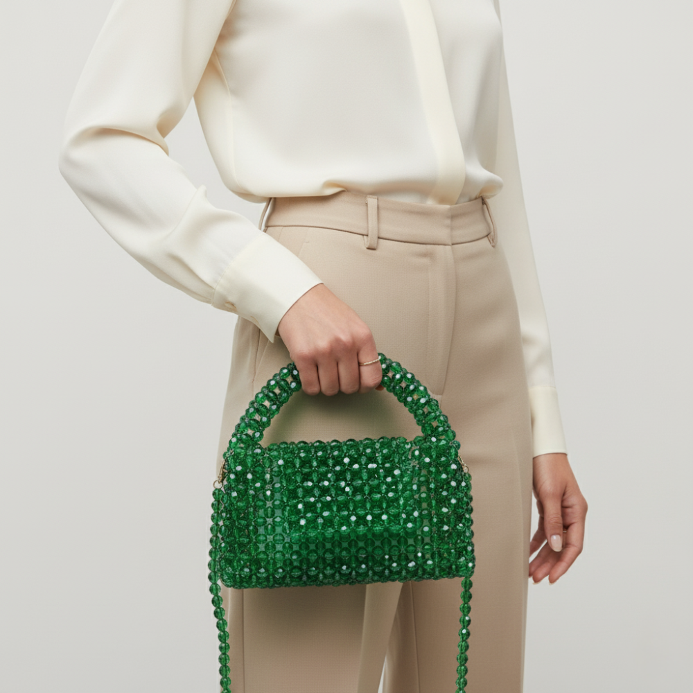 Green Beaded Bag collection top-handle bag
