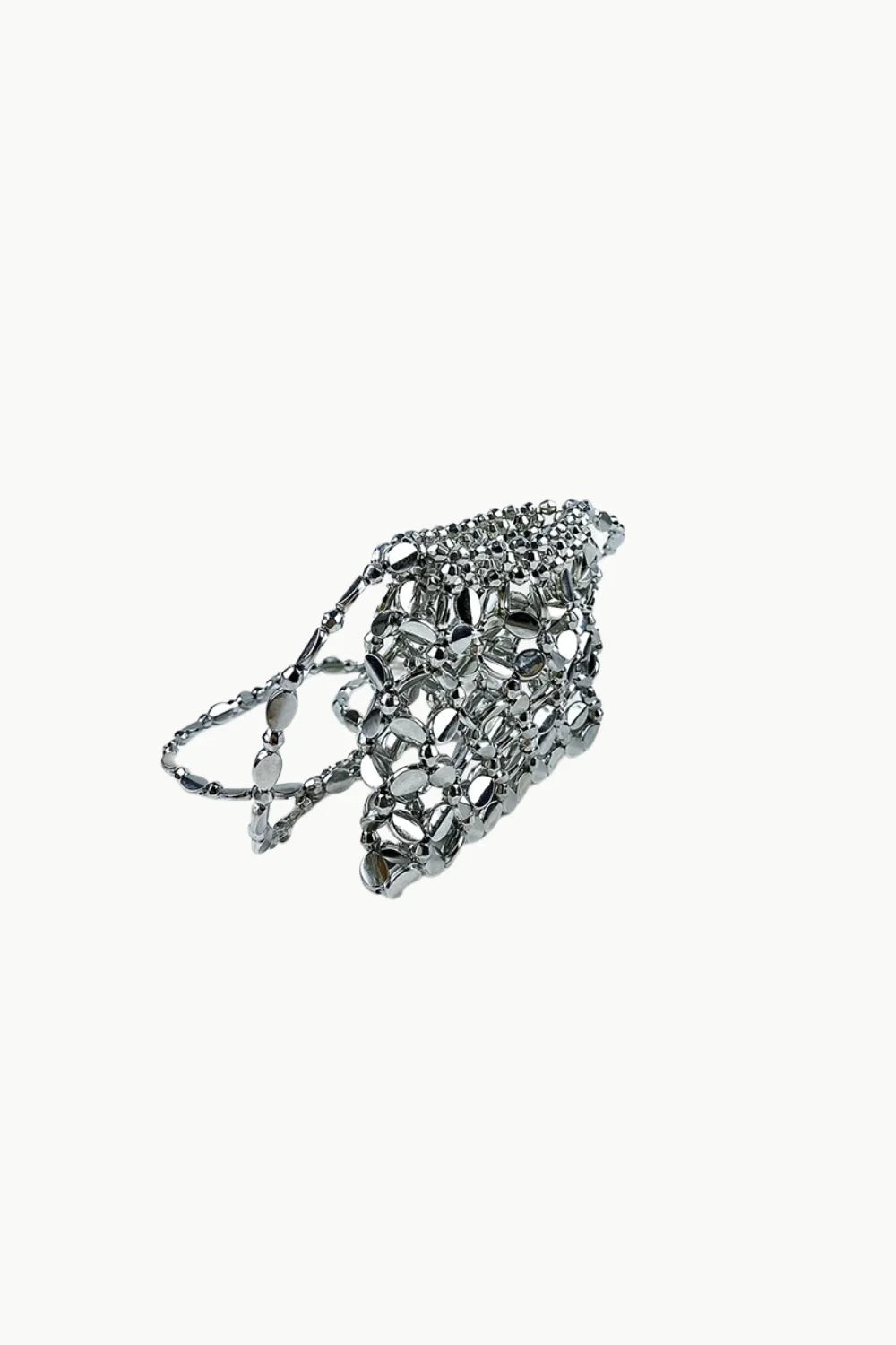 Shimmering silver chainmail-style Accessorize Beaded Bag with slender strap