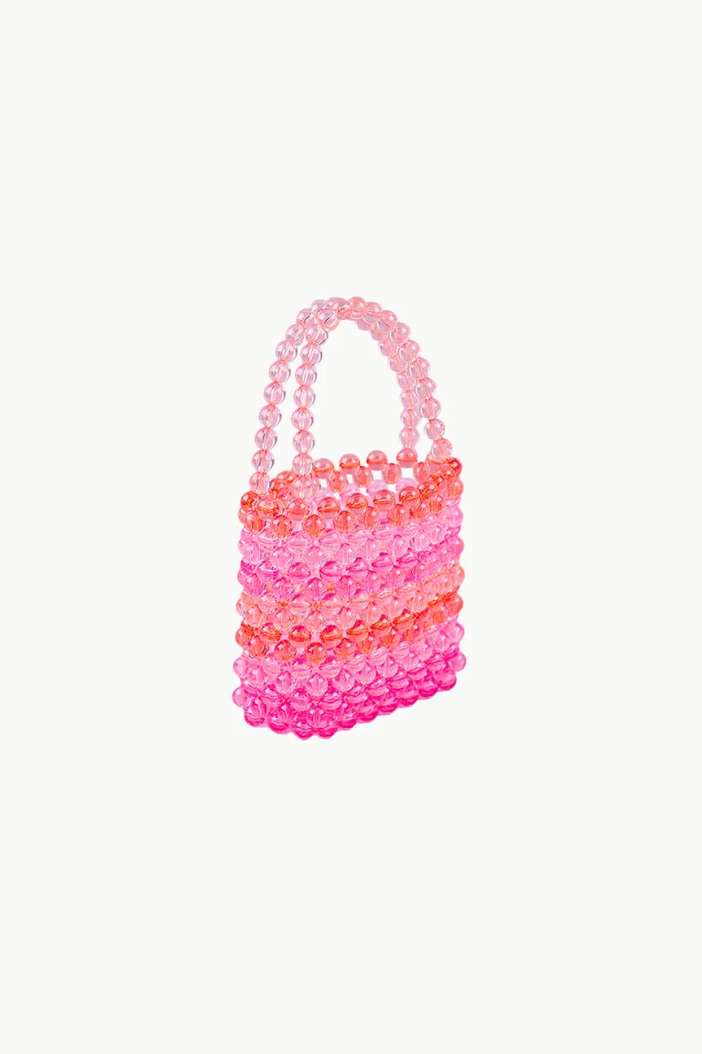 Gradient pink and red beaded bucket bag, stylish beaded bucket bag accessory
