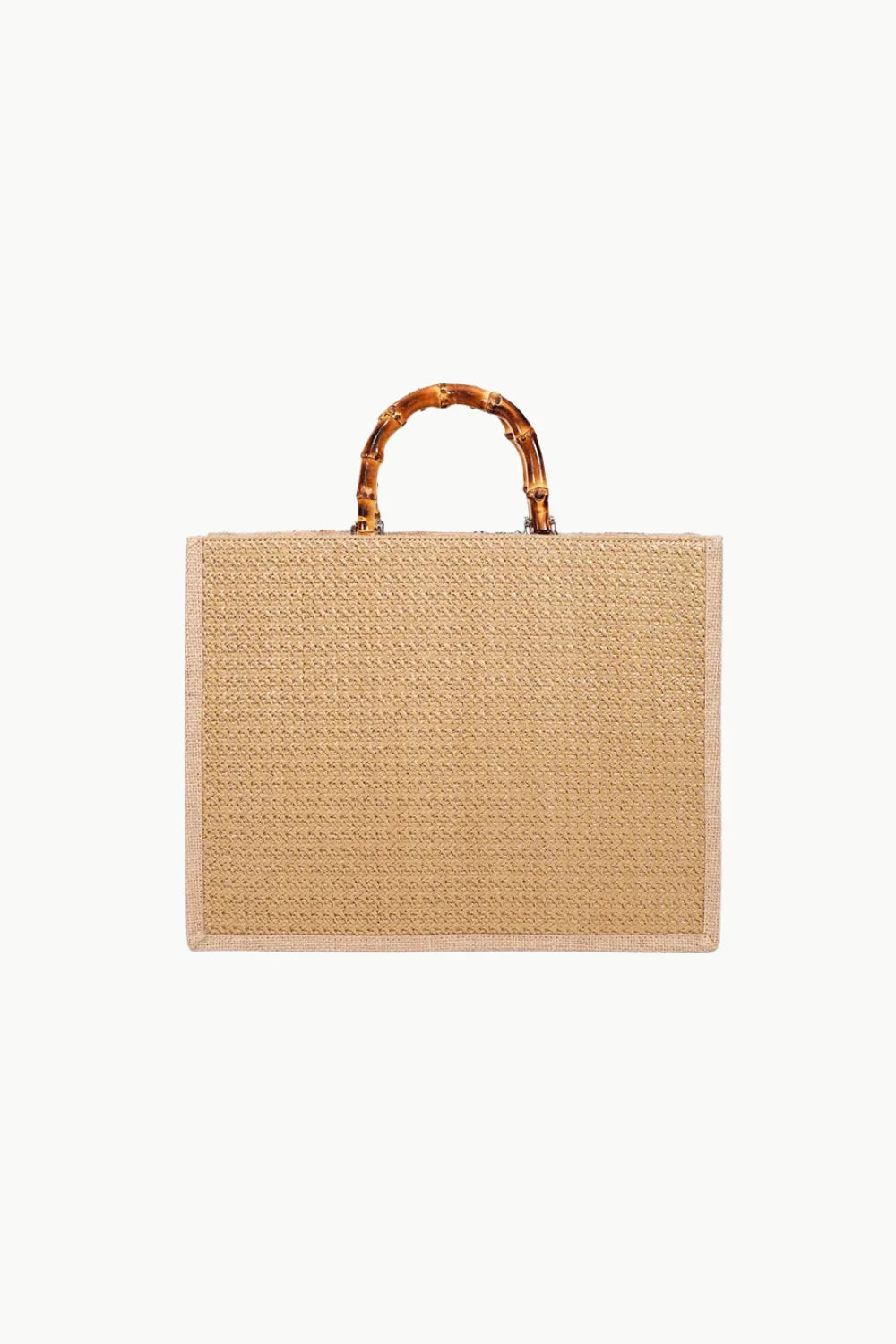 Wood Beaded Bag featuring a Straw Tote with Bamboo Handles for stylish summer accessories