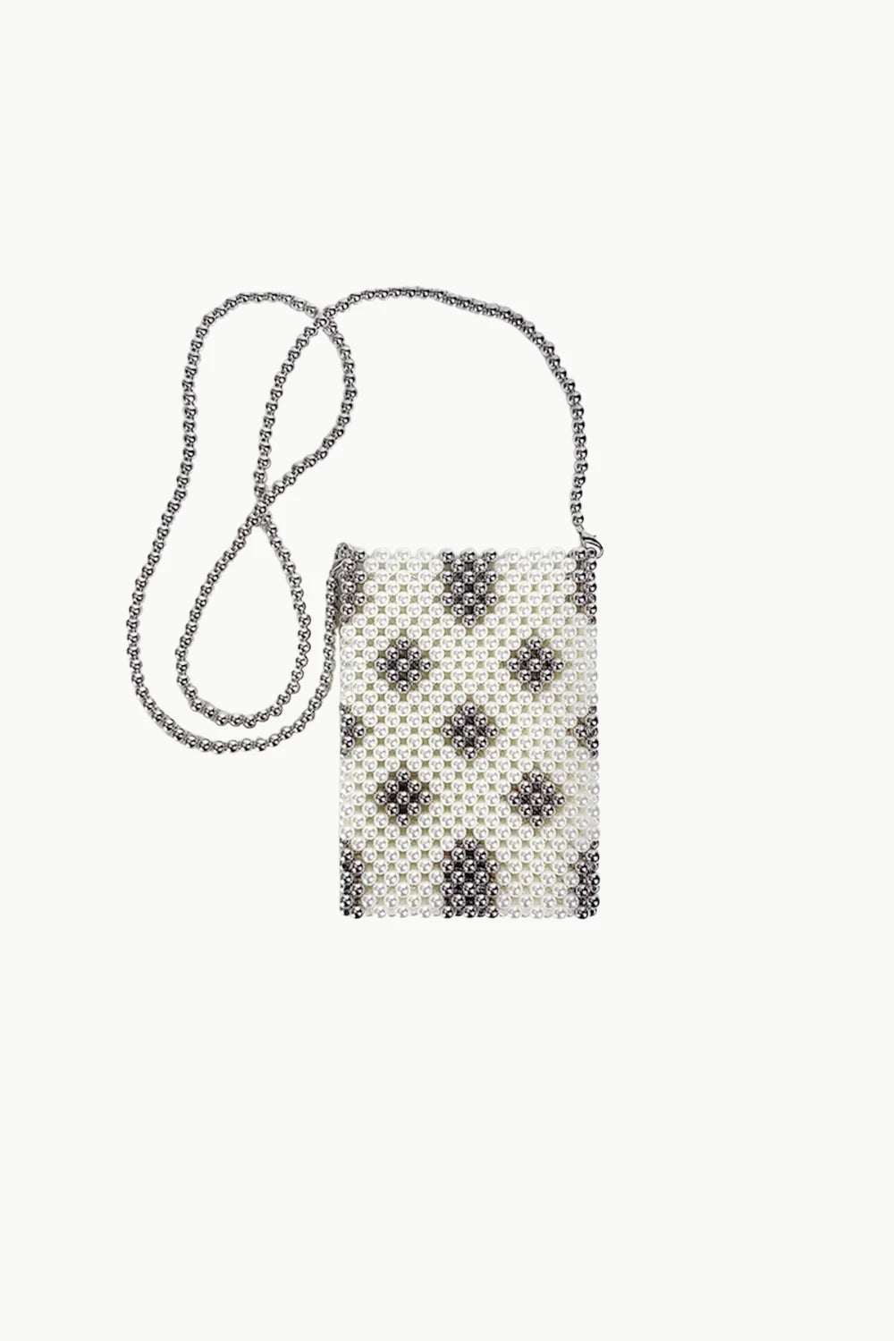 Beaded Phone Bag with diamond pattern, stylish beaded phone bag for women