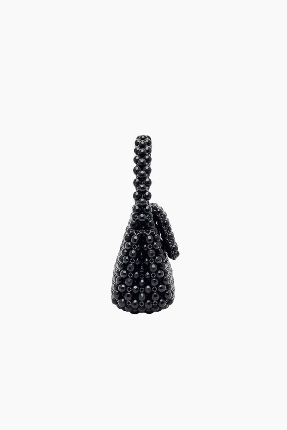 Black beaded purse with top handle, stylish black beaded handbag for women