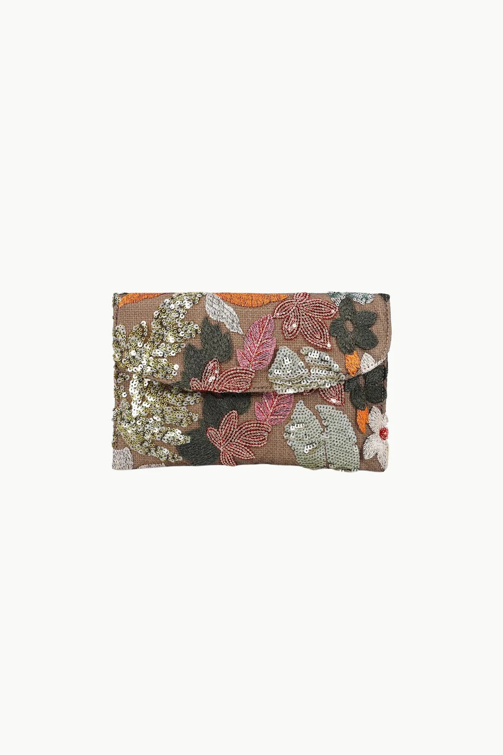 Beaded floral clutch bag, chic floral clutch handbag for elegant occasions