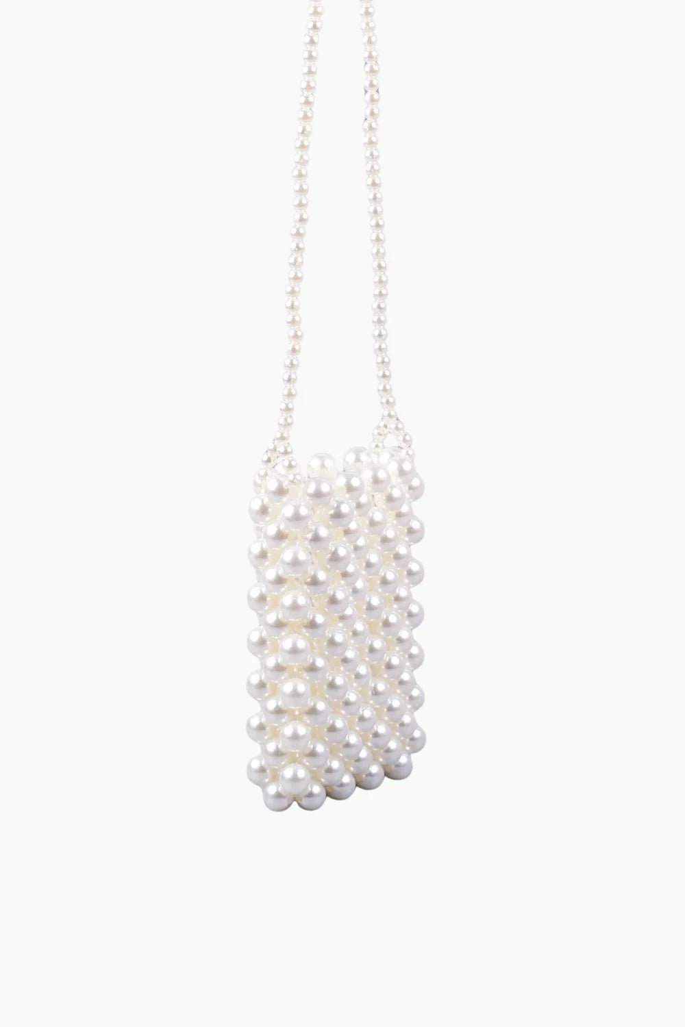 White pearl beaded shoulder bag with elegant pearl bag strap for stylish accessories