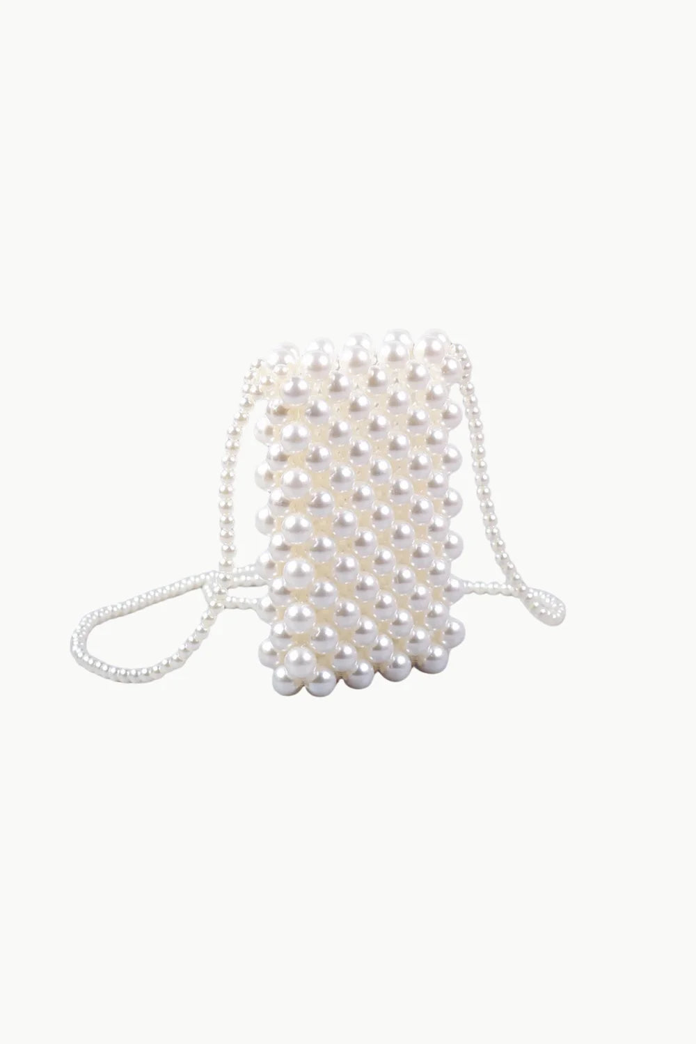 White faux pearl beaded pearl bag with long bag strap for stylish crossbody wear