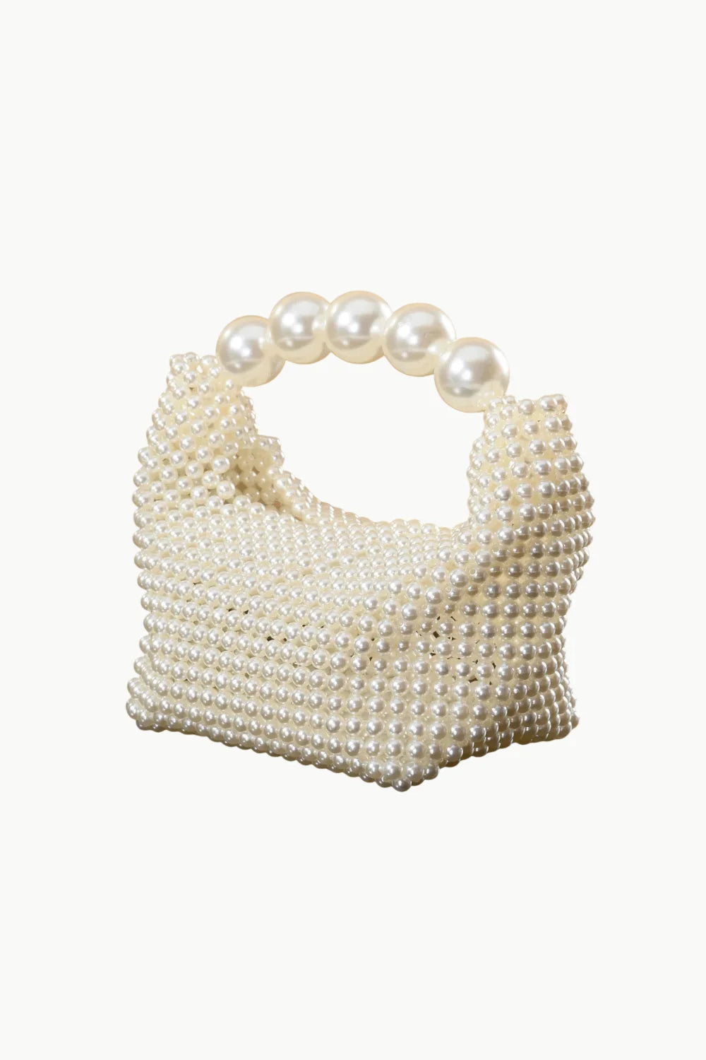 Pearled ivory bag with a pearl beaded handle, stylish ivory bag accessory