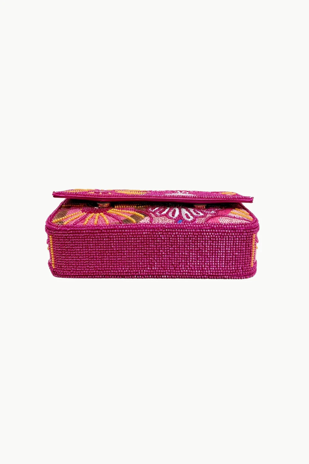 Pink floral beaded bag with floral design, perfect for stylish occasions