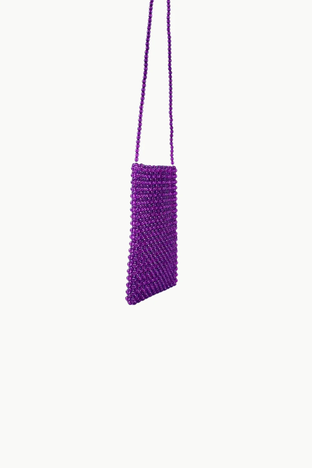 Vibrant purple beaded crossbody bag with shoulder strap for stylish accessories