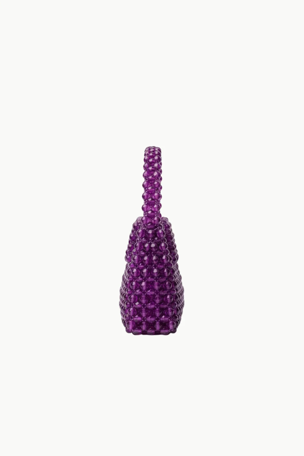 Purple Beaded Purse with textured beaded design and short top handle