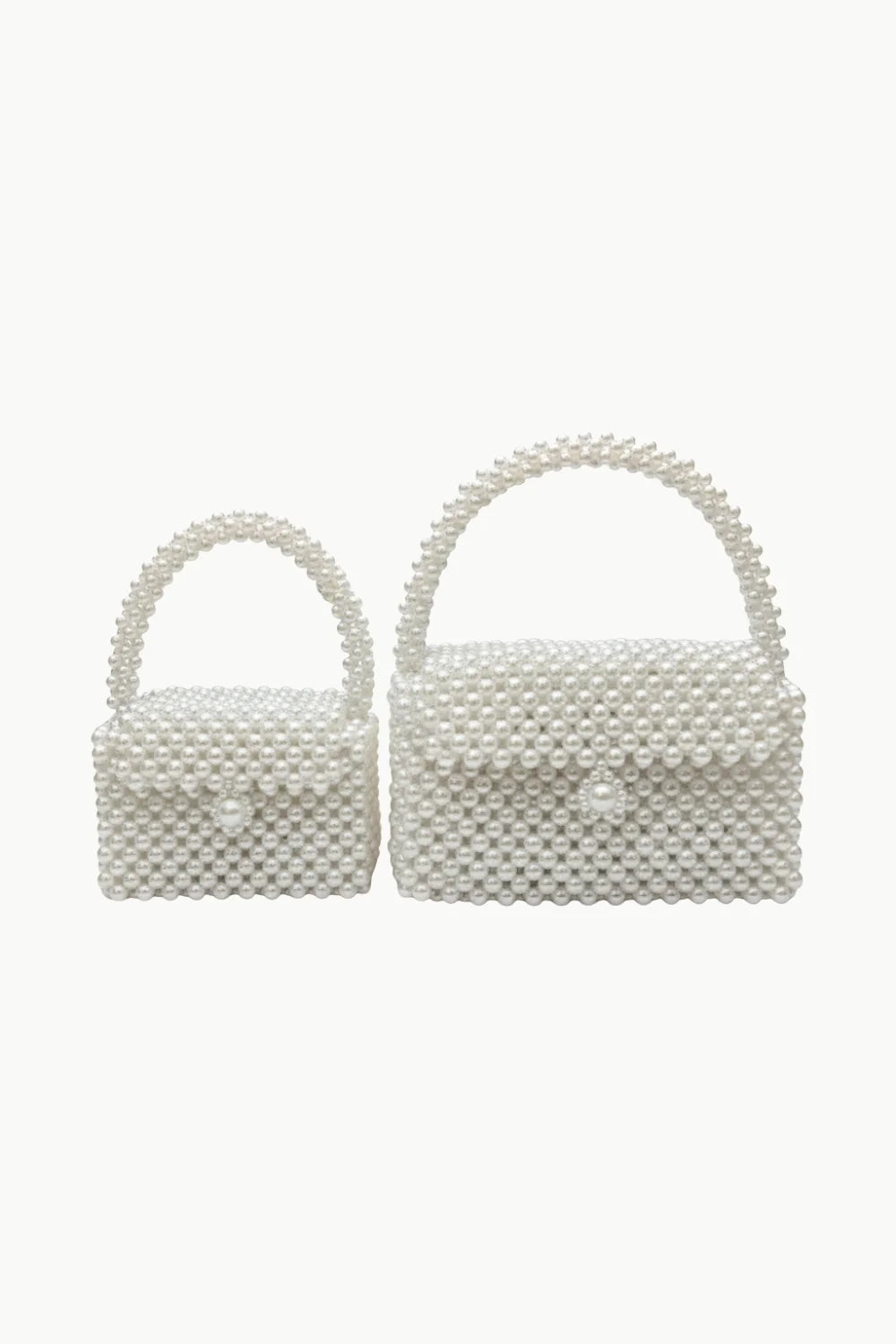 Vintage white beaded purse with two top handle handbags for elegant style