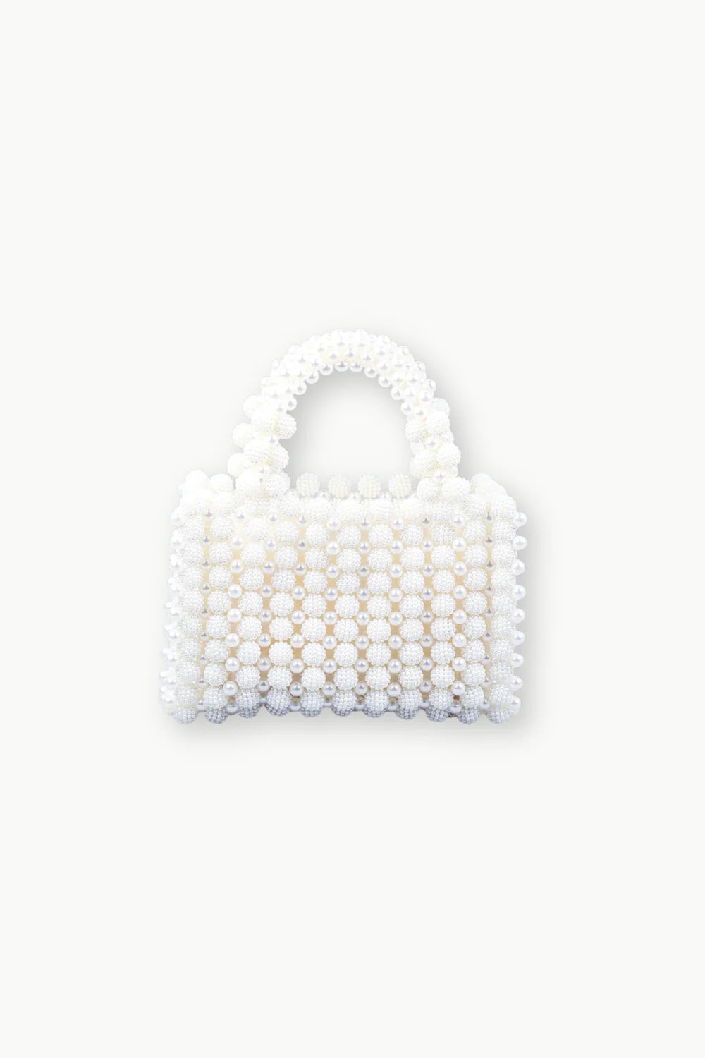 White beaded bag with two top handles, Women’s Beaded Bag for stylish women