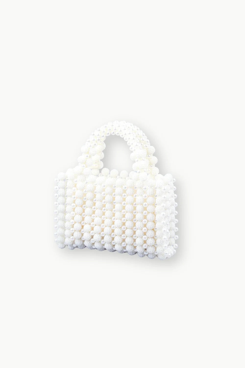 White beaded top-handle bag for women’s beaded bag fashion accessory