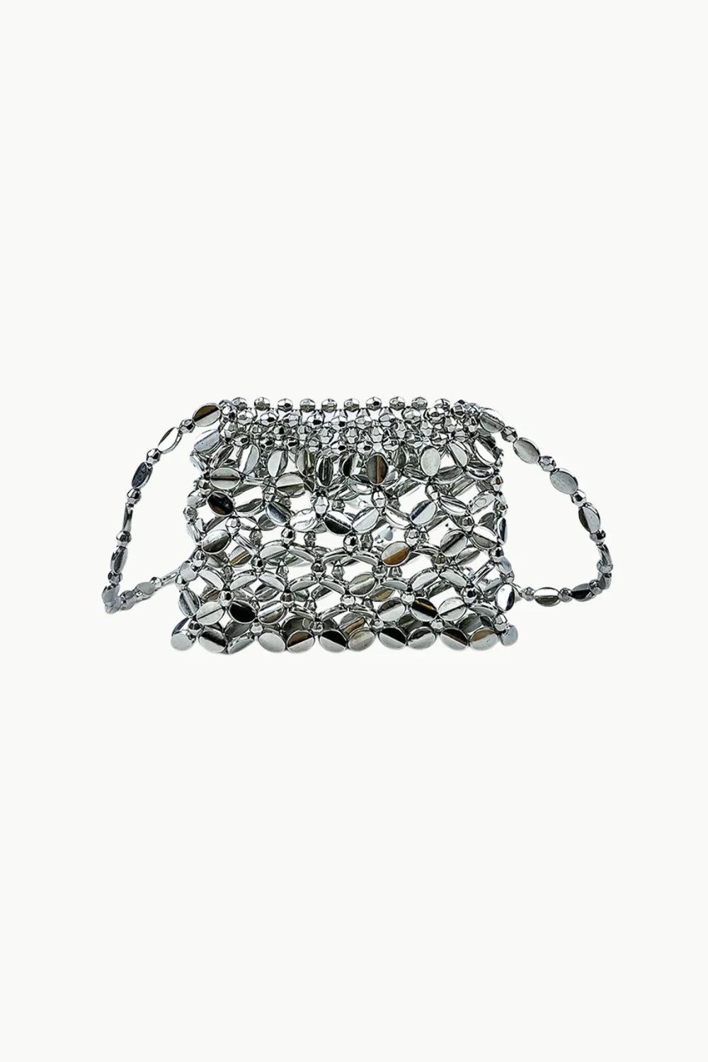 Silver beaded pouch bag with drawstring closure from Accessorize Beaded Bag collection