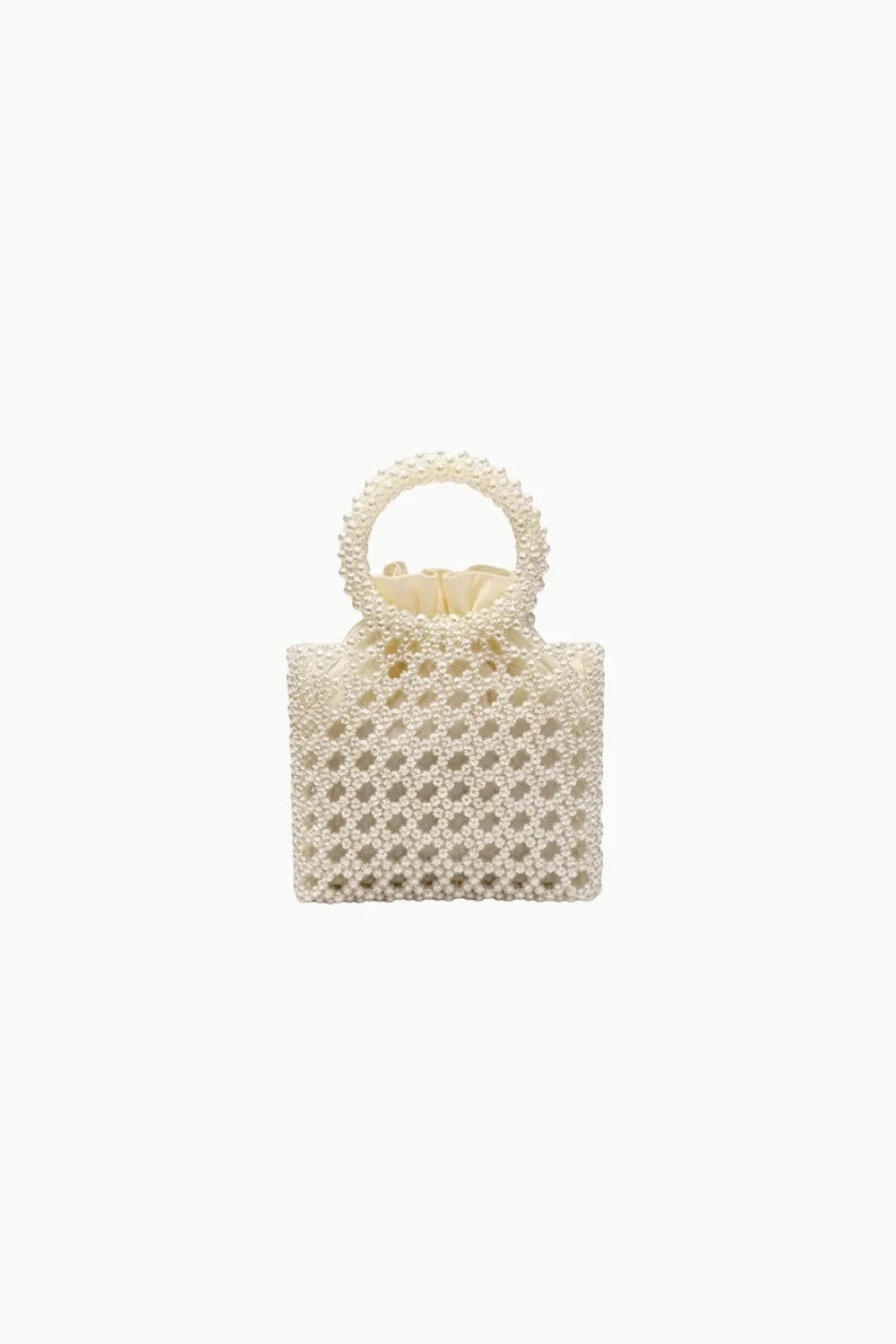 Pearl beaded handbag with drawstring inner pouch in Bag Of Pearls collection