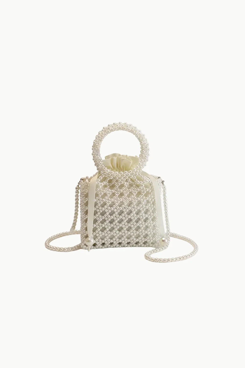 Pearl Beaded Handbag with Circular Handle and Shoulder Strap for Bag Of Pearls