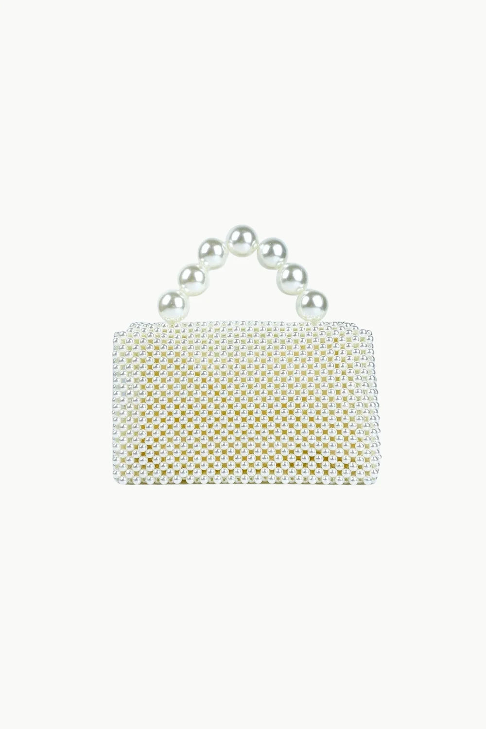 Pearl beaded bag with pearl handle, white polyester main material, elegant handbag