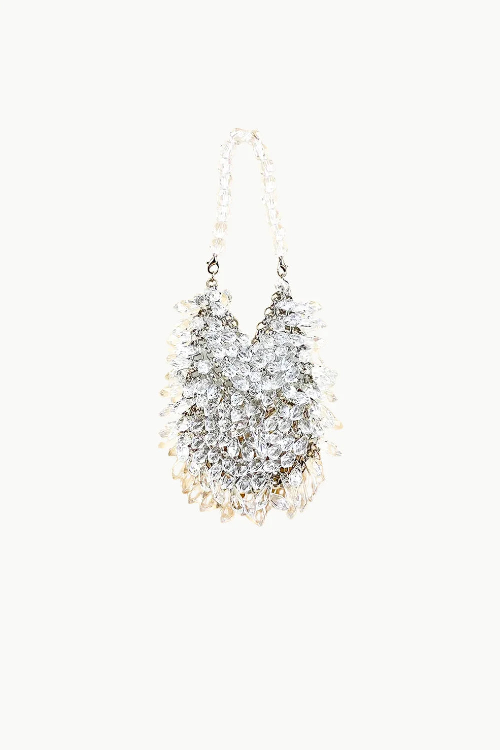 Clear beaded shoulder bag with a single strap, perfect as a bead crystal bag or crystal bag