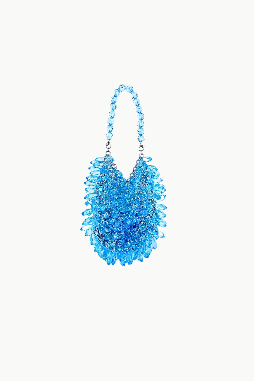 Vibrant blue bead crystal bag with matching beaded handle for stylish accessories