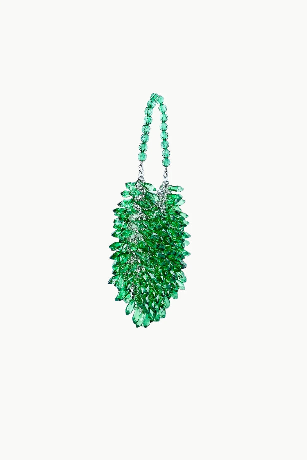 Vibrant green bead crystal bag with matching beaded handle for stylish accessories