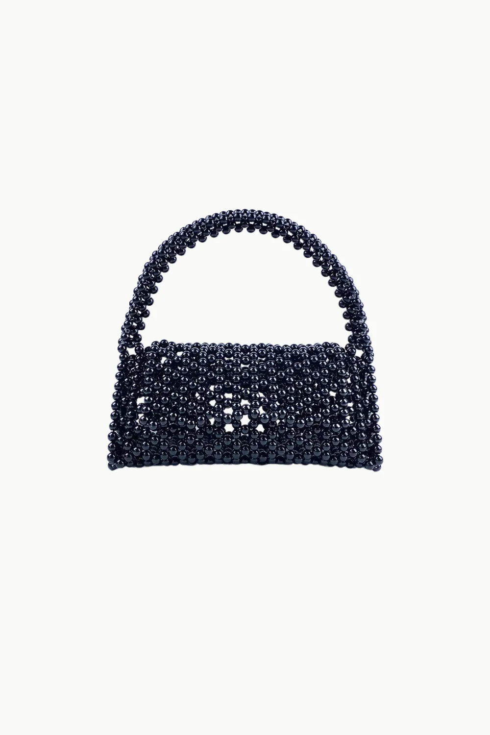 Black beaded purse with top handle showcasing Bead Purse Pattern, perfect bead purse pattern accessory