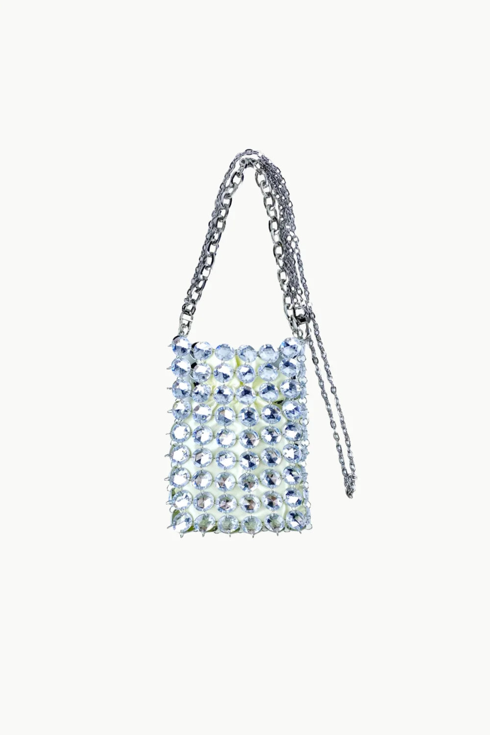 Beaded Crystal Bag with crystal embellishments and silver-tone chain strap