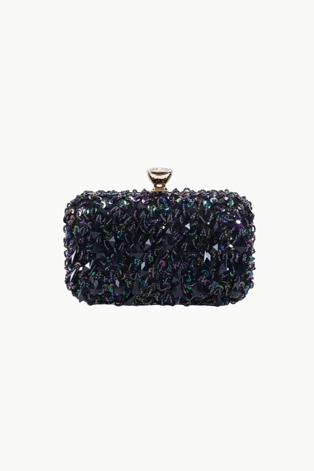 Beaded Evening Clutch Bag with textured beaded surface and gold clasp for elegant occasions