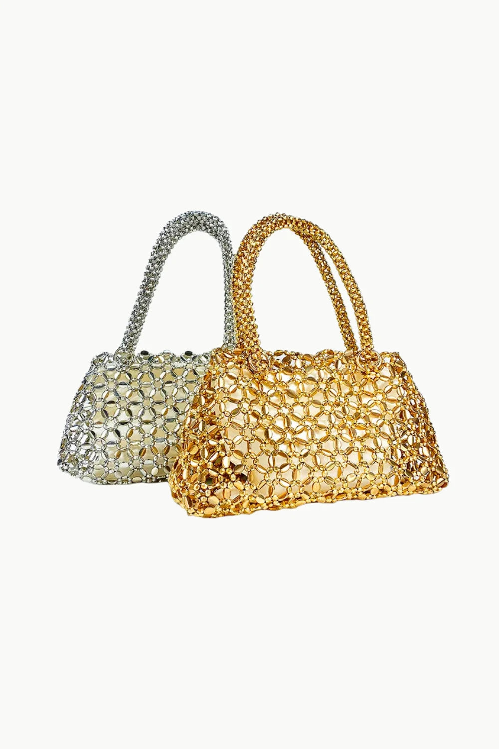 Beaded evening handbag featuring silver and gold beaded handbags for elegant style