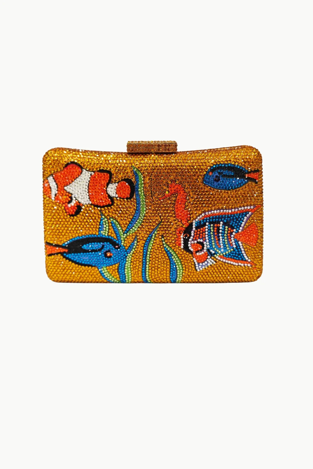 Beaded Fish Purse with underwater fish scene, stylish beaded fish clutch bag