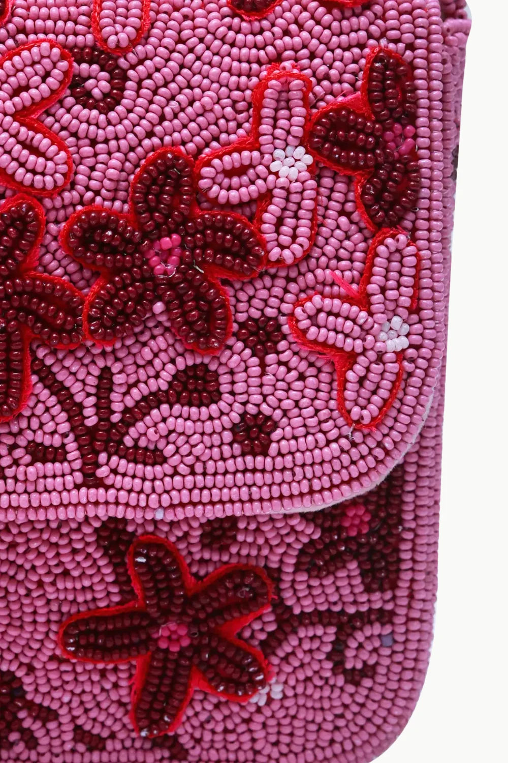 Pink beaded floral handbag with floral embroidery, perfect beaded floral handbag accessory