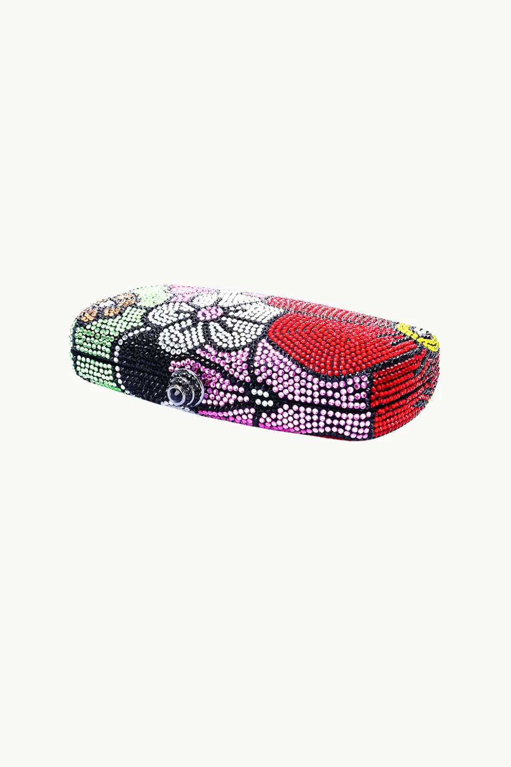 Beaded Flower Clutch with floral-patterned hard-shell glasses case for stylish protection