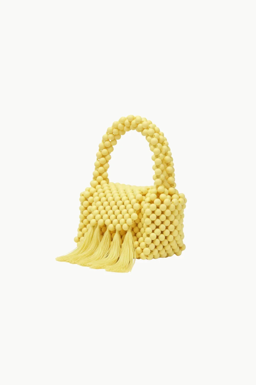 Yellow beaded fringe bag with tassels, stylish beaded fringe bag for trendy accessories