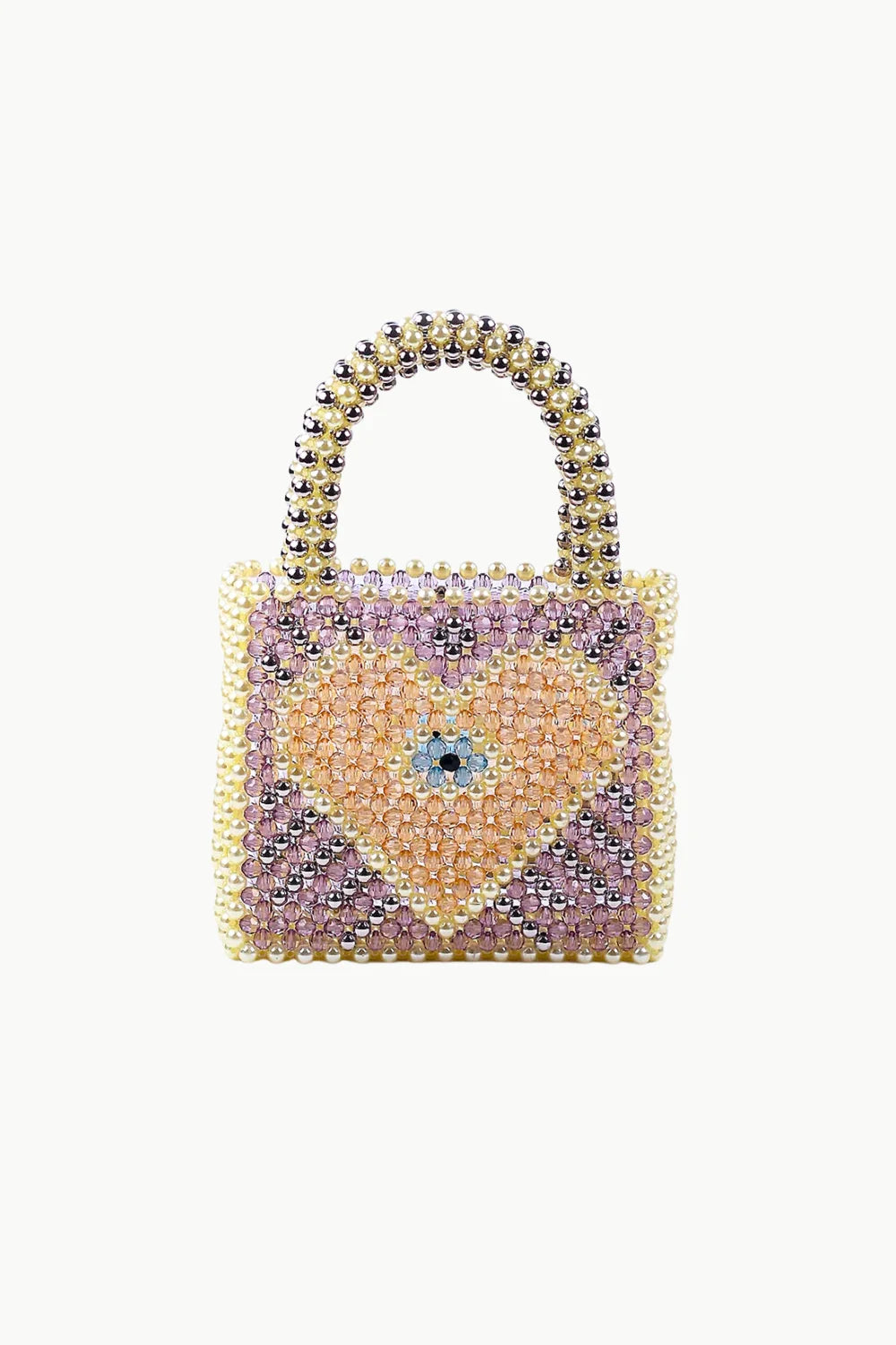 Beaded Heart Bag with heart and evil eye design, stylish beaded heart bag accessory
