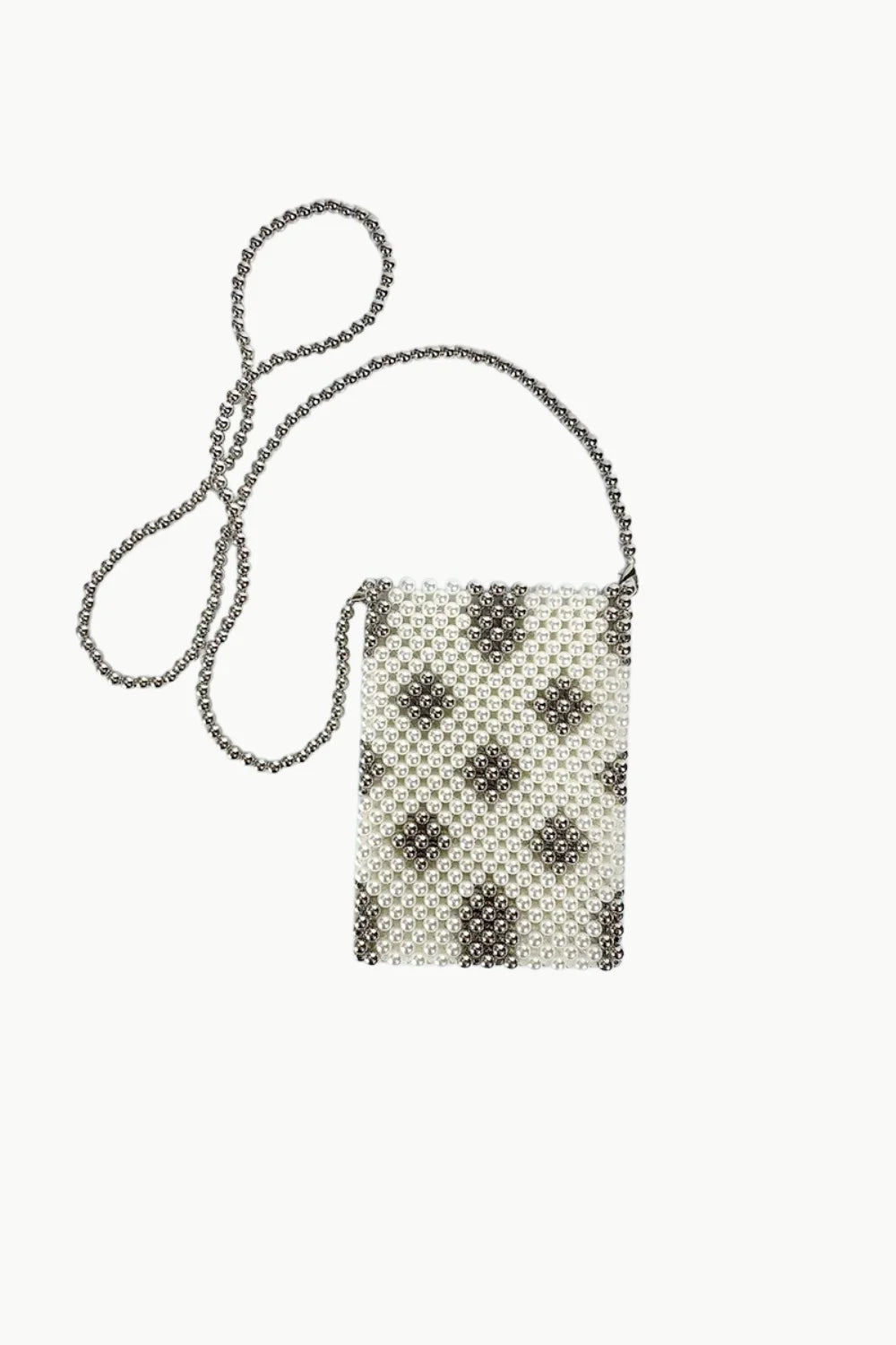 Beaded phone bag with diamond pattern, stylish beaded phone bag accessory