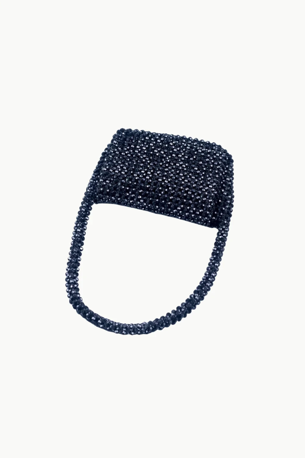 Dark blue beaded handbag with a single strap, perfect for black beaded evening occasions