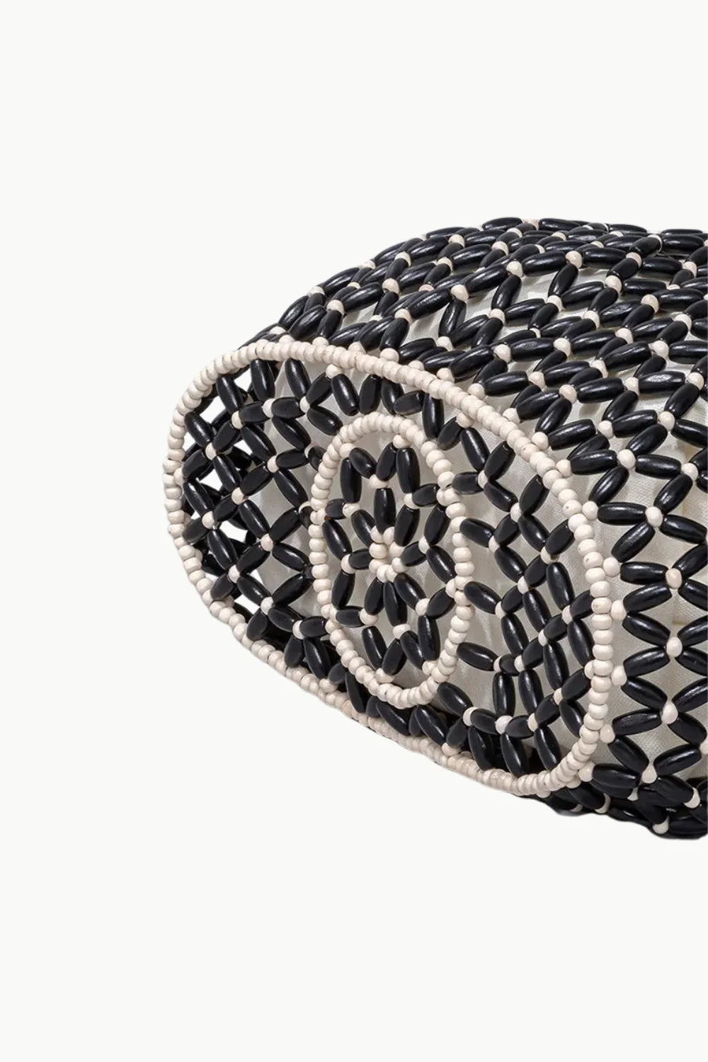 Black Wooden Beaded Bag with Spiral Design, Stylish Beaded Bag for Women