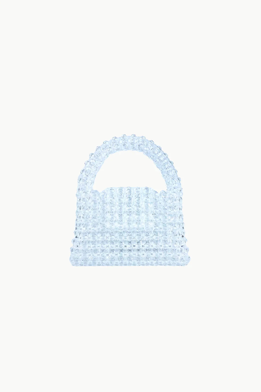 Clear beaded bag with top-handle and transparent design, perfect for stylish occasions