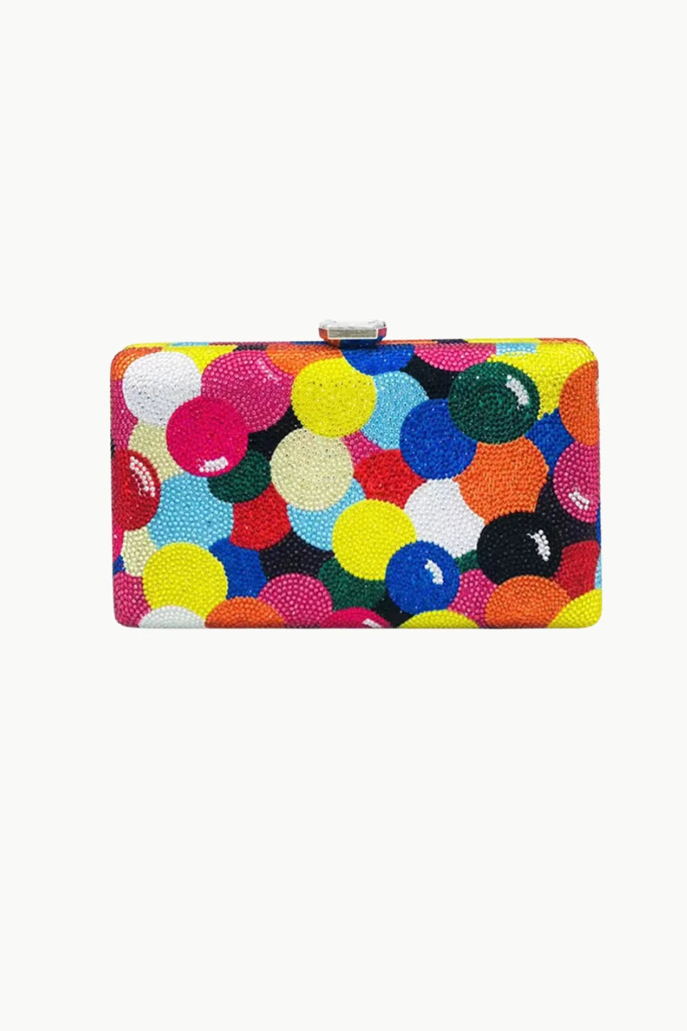 Colorful textured polka dot crystal beads bag with silver clasp for stylish accessories