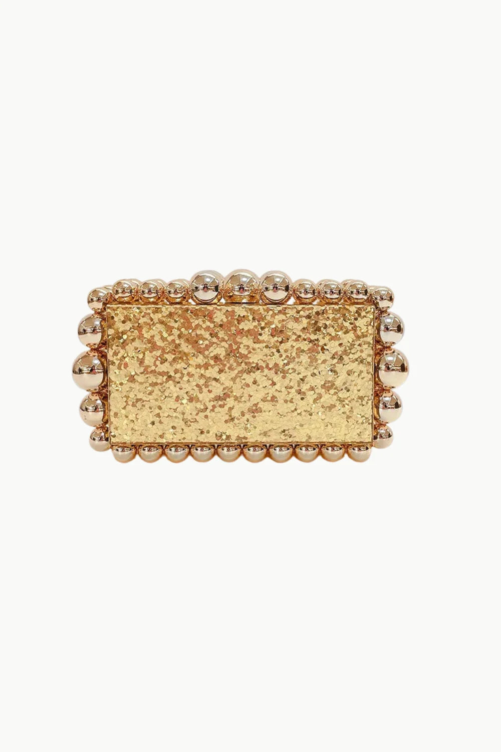 Gold glitter beaded clutch bag with rose gold beaded frame for custom beaded clutch style