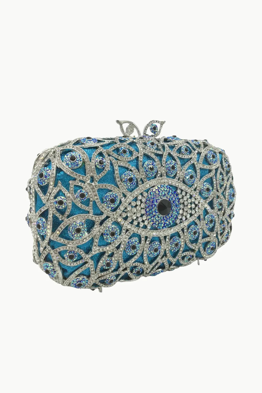 Ornate blue and silver evil eye beaded bag with intricate design for stylish accessories