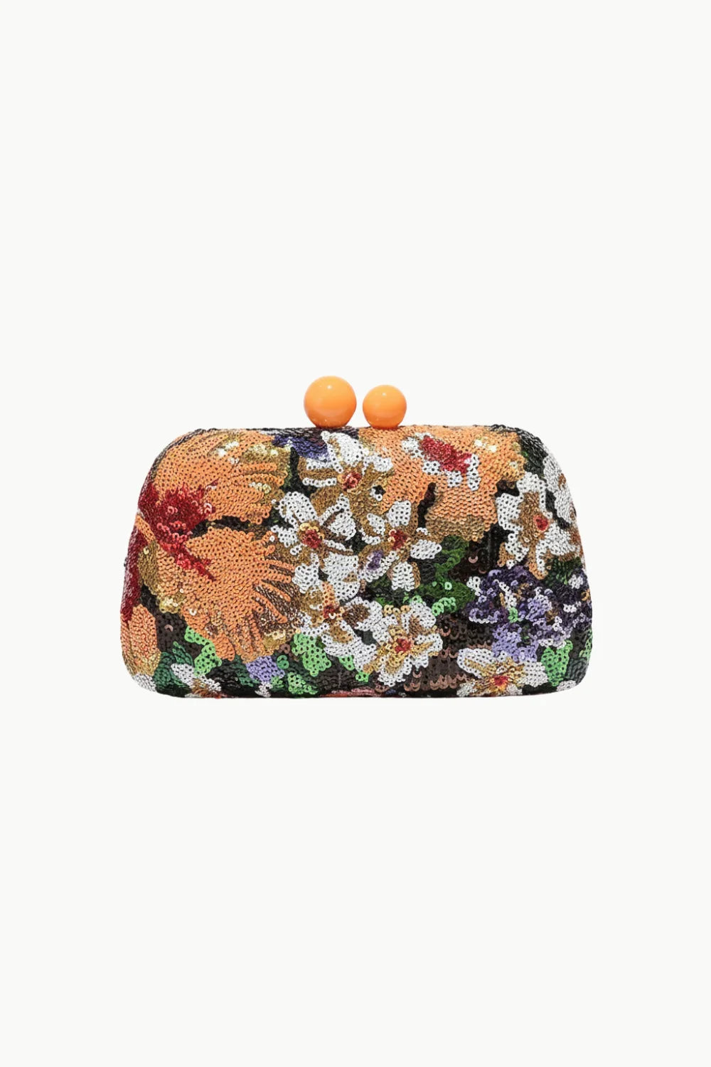 Floral Beaded Clutch Bag with Orange Clasp Closure, Elegant Beaded Clutch for Events