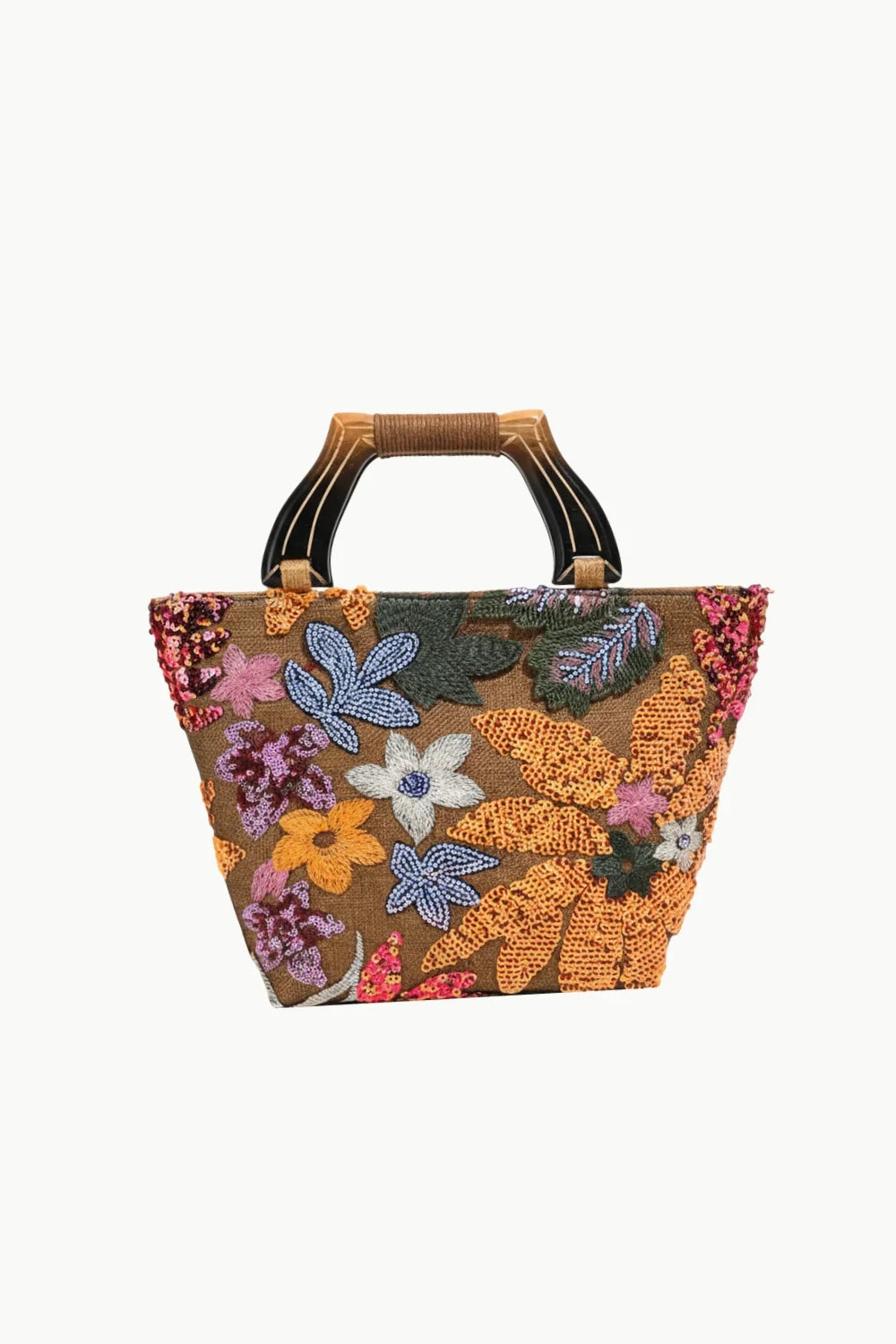 Flower Hand Bag with beaded floral and leaf embellishments perfect for stylish hand bags