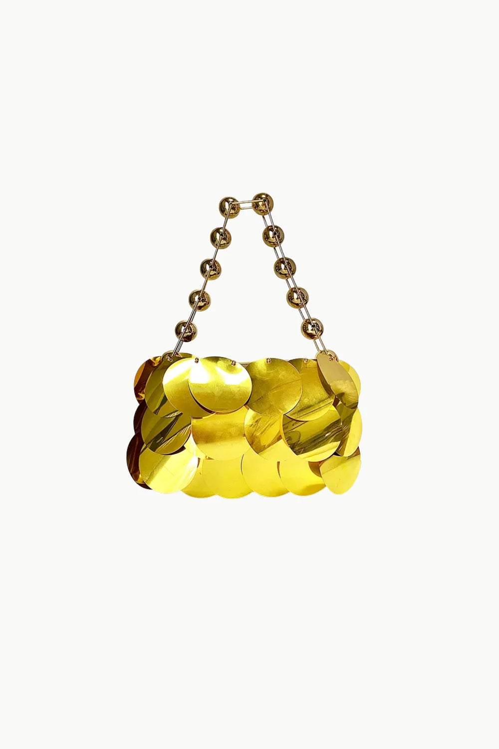 Shimmering gold beaded clutch handbag with beaded handle for elegant occasions