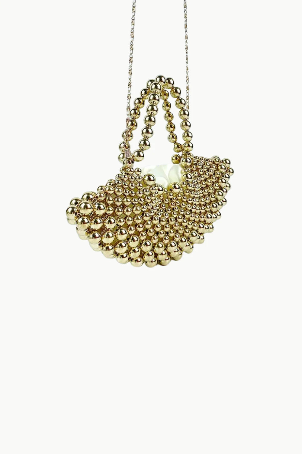 Gold Beaded Evening Bag with Chain Strap, stylish beaded evening accessory