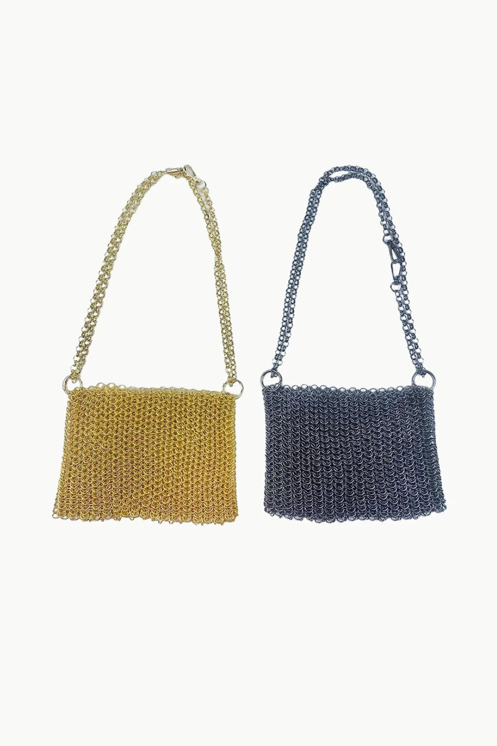 Gold chain shoulder bag with dark gray and gold chain purses and detachable straps