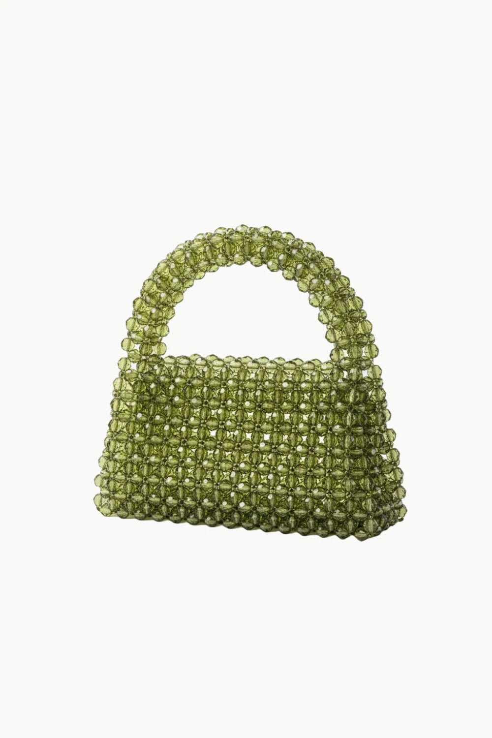 Green beaded purse with top-handle and intricate beadwork for a stylish look