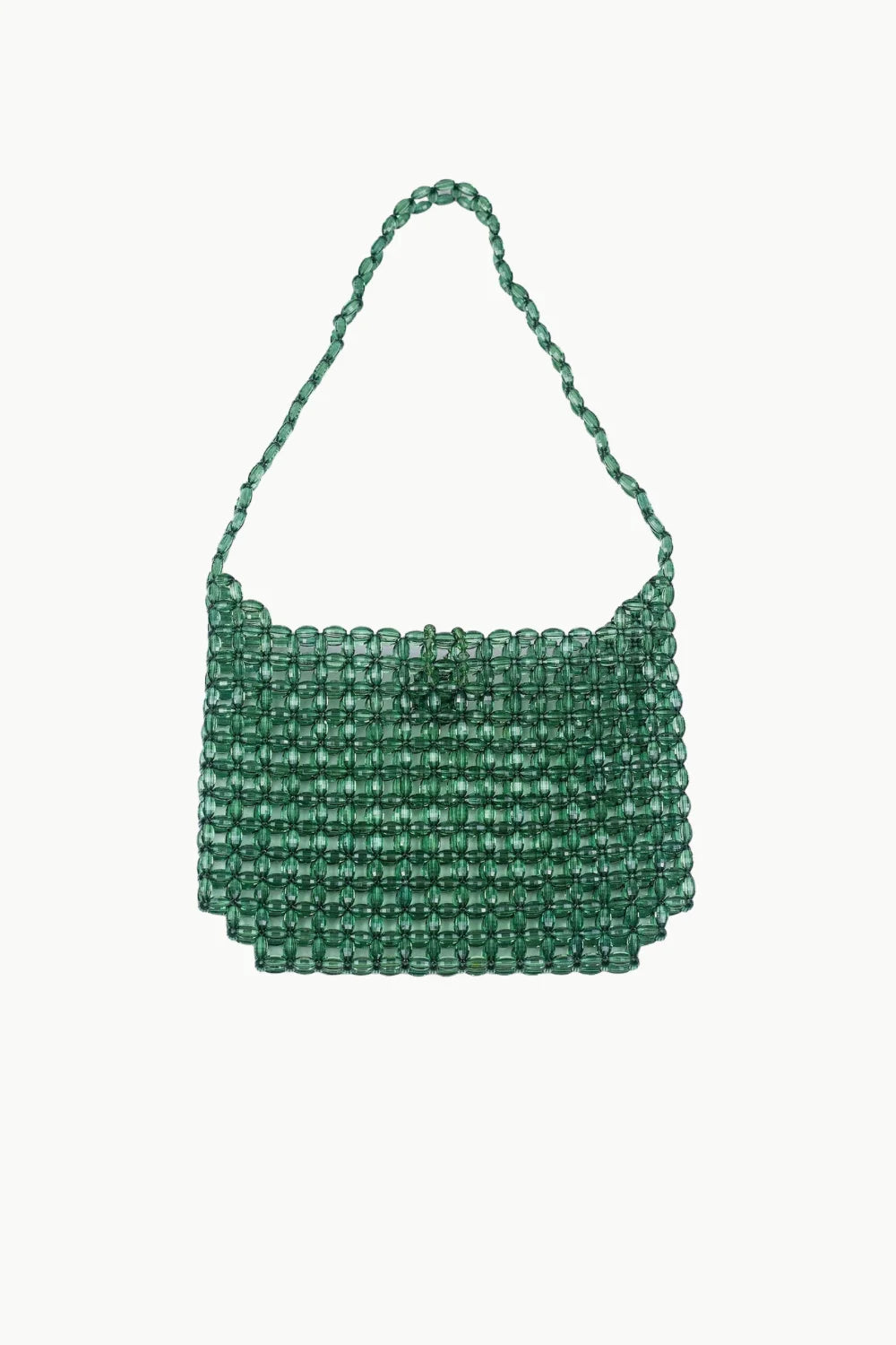 Emerald green beaded shoulder bag with top handle for stylish accessory options